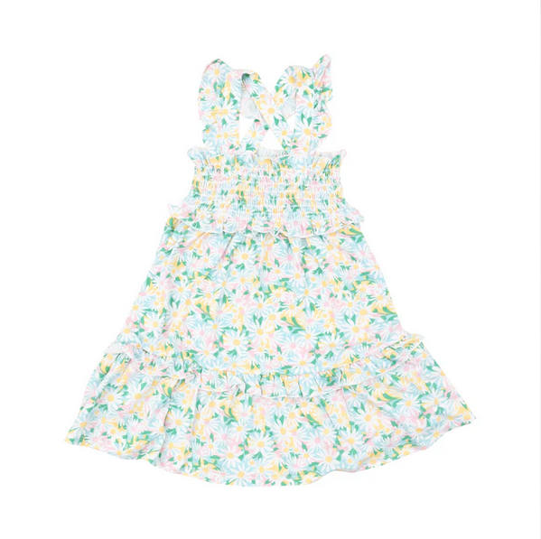 Angel Dear Kid's Smocked Ruffle Tiered Sundress - Color Fill Daisies