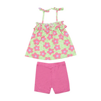 Angel Dear Kid's Ruffle Top And Biker Short - Daisy Pop - 2T