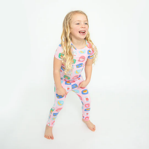 Angel Dear Kid's Loungewear Set - Breakfast Club Patches Pink