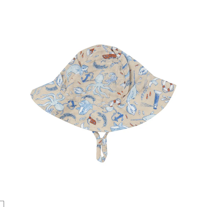 Angel Dear Kid's Sunhat - Nautical Notebook - 0-6M