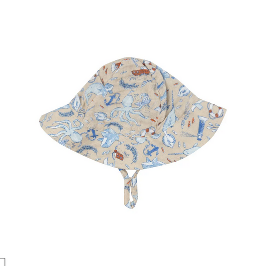 Angel Dear Kid's Sunhat - Nautical Notebook - 0-6M