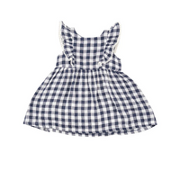 Angel Dear Kid's Ruffle Dress + Diaper Cover - Gingham Navy