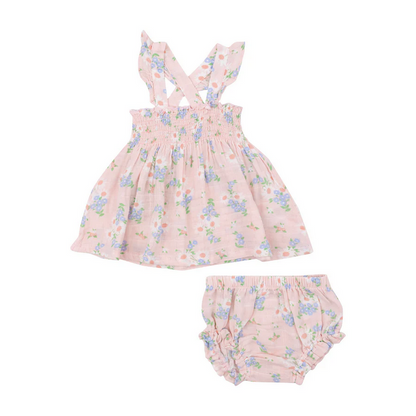 Angel Dear Kid's Ruffle Strap Smocked Top And Diaper Cover