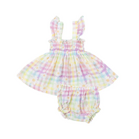 Angel Dear Kid's Ruffle Strap Smocked Top And Diaper Cover