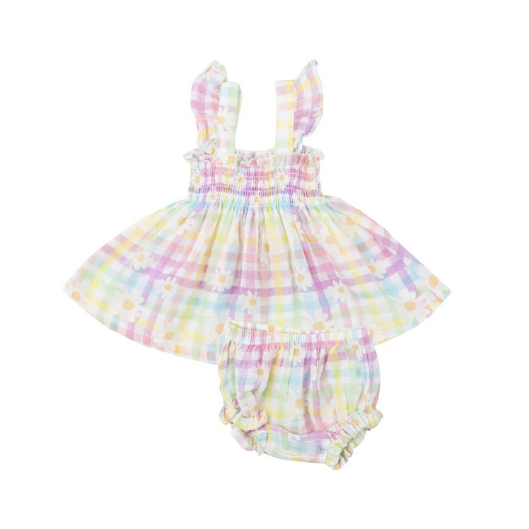 Angel Dear Kid's Ruffle Strap Smocked Top And Diaper Cover