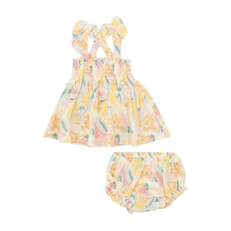 Angel Dear Kid's Ruffle Strap Smocked Top And Diaper Cover