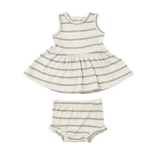 Angel Dear Kid's Peplum Tank And Bloomer - Desert Sage + Sugar Swizzle