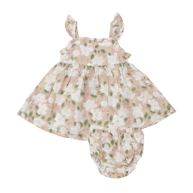 Angel Dear Kid's Paperbag Ruffle Sundress - Magnolias