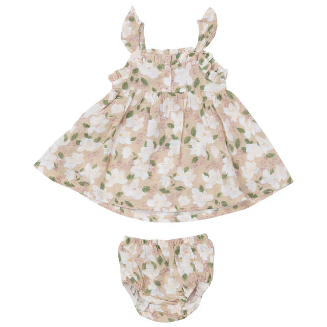 Angel Dear Kid's Paperbag Ruffle Sundress - Magnolias