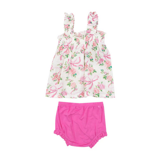 Angel Dear Kid's Ruffly Strap Top And Bloomer Set - Coquette Bows