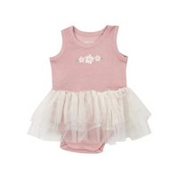 Angel Dear Kid's Rib Tutu Bodysuit - Silver Pink Solid Rib