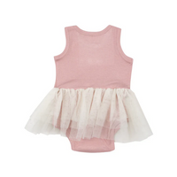 Angel Dear Kid's Rib Tutu Bodysuit - Silver Pink Solid Rib