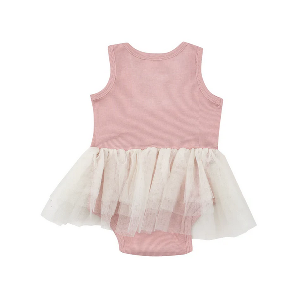 Angel Dear Kid's Rib Tutu Bodysuit - Silver Pink Solid Rib