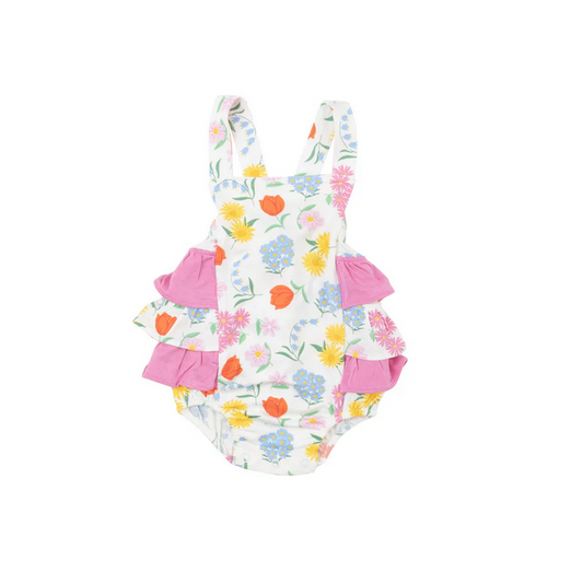 Angel Dear Kid's Ruffle Sunsuit - Freshly Picked Floral