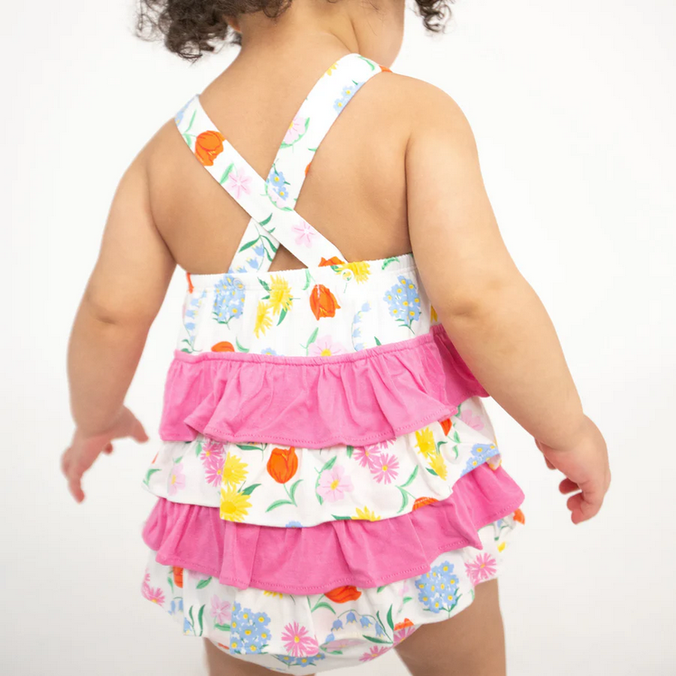 Angel Dear Kid's Ruffle Sunsuit - Freshly Picked Floral