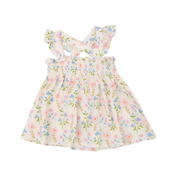 Angel Dear Kid's Ruffle Strap Smocked Top And Diaper Cover - Simple Pretty Floral