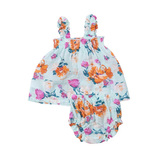 Angel Dear Kid's Ruffly Strap Top + Bloomer Set - Soft Petals Floral