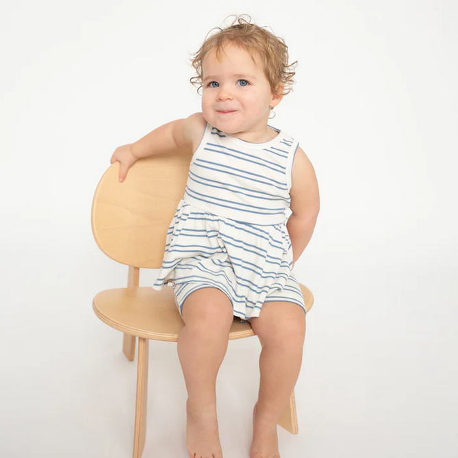 Angel Dear Kid's Rib Peplum Tank Top And Biker Short - Anchor Rib Stripe