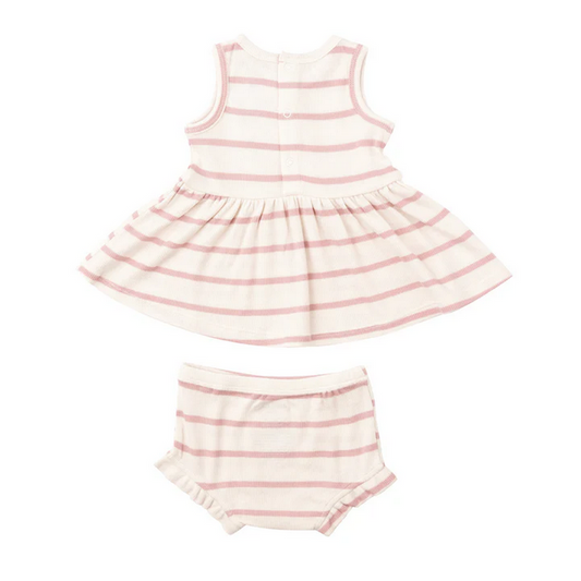 Angel Dear Kid's Rib Peplum Tank & Biker Short - Silver Pink + Sugar Swizzle