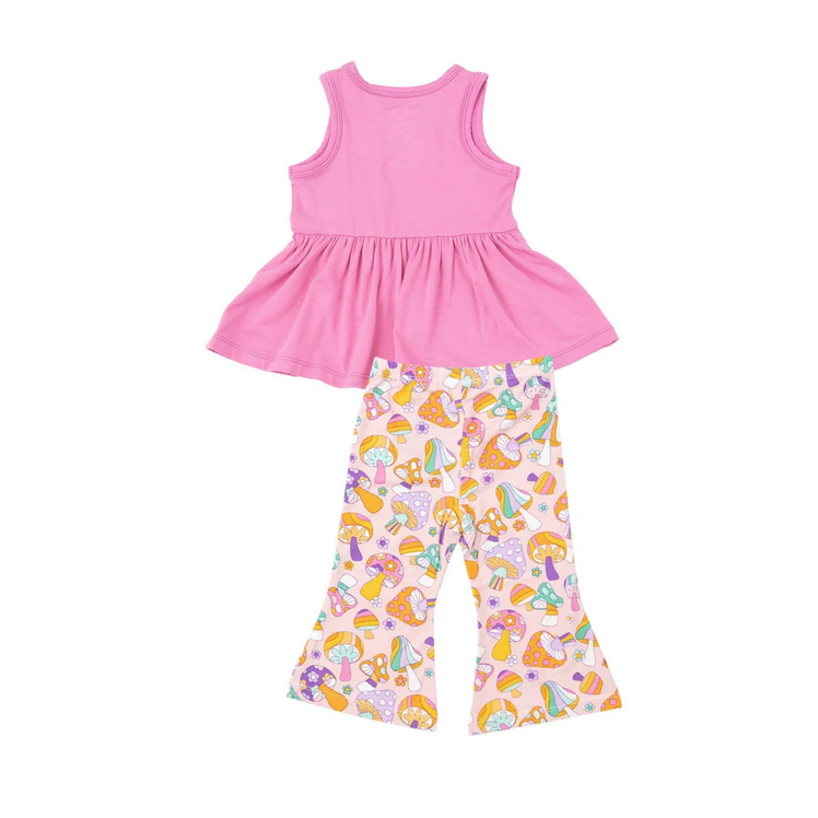 Angel Dear Kid's Peplum Tank Top + Baby Bells - Flower Power Mushrooms