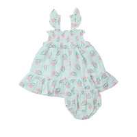 Angel Dear Kid's Smocked Ruffle Sundress & Diaper Cover - Tulips