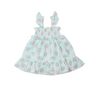 Angel Dear Kid's Smocked Ruffle Sundress & Diaper Cover - Tulips