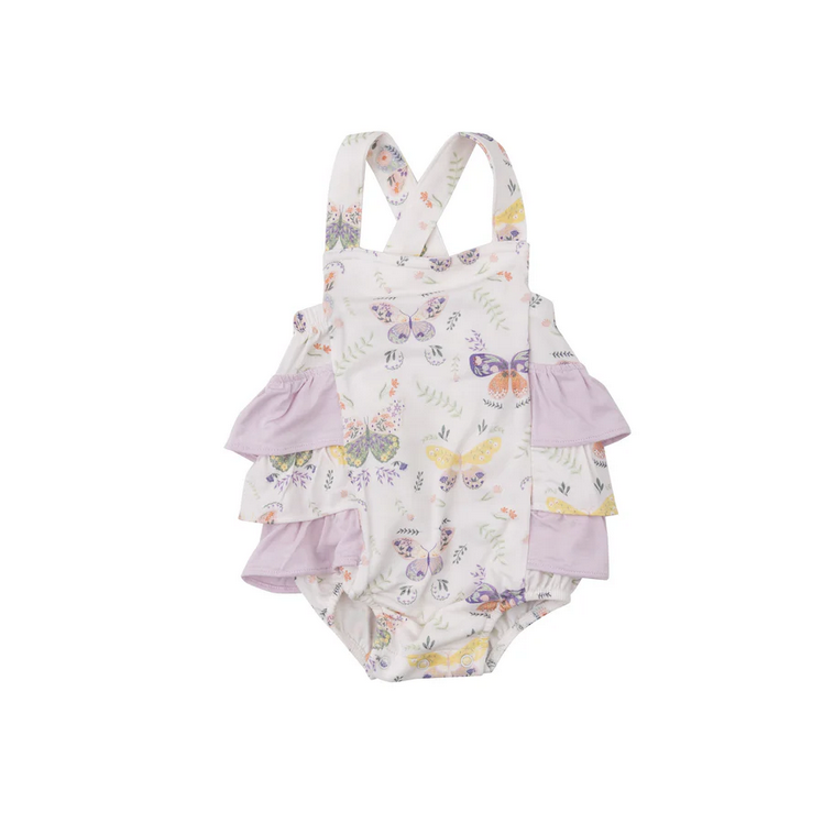 Angel Dear Kid's Ruffle Sunsuit - Botany Butterflies