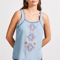 Tribal Women's embroidered flowy cami with side slits