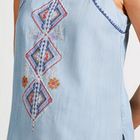 Tribal Women's embroidered flowy cami with side slits