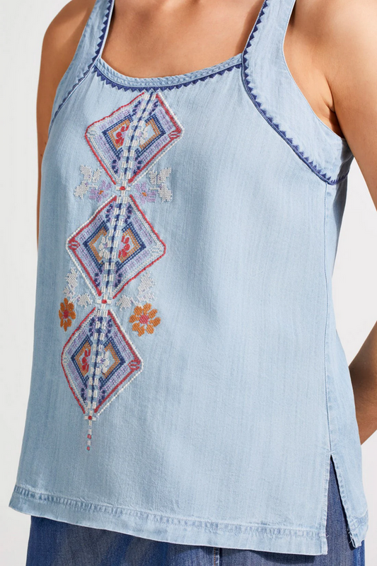 Tribal Women's embroidered flowy cami with side slits