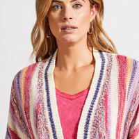 Tribal Women's Fringed Hem Cardigan With Three-Quarter Sleeves