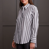 Tribal Women's Long-Sleeve Button-Up Shirt With Back Pleats