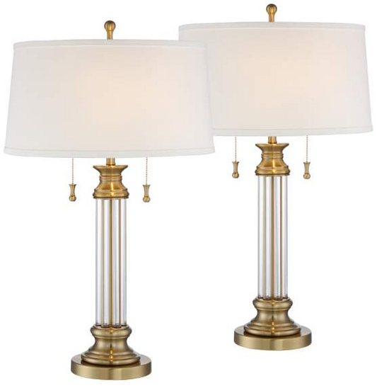 Lamps Plus Vienna Full Spectrum Rolland 30" Brass and Glass Table Lamps Set of 2