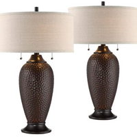 Lamps Plus 360 Lighting Cody 26" Hammered Oiled Bronze Table Lamp Set of 2