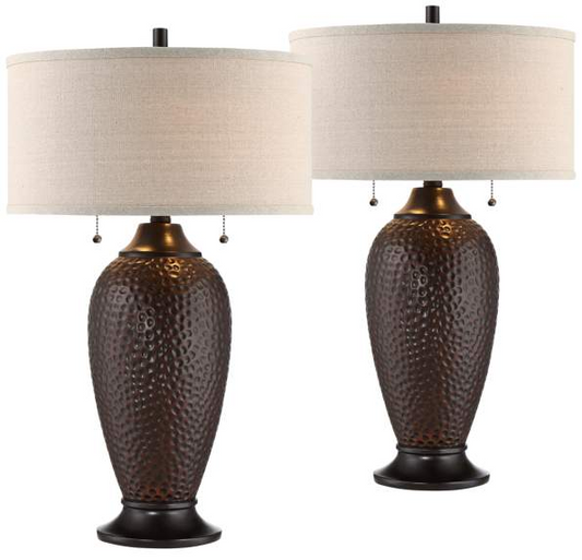 Lamps Plus 360 Lighting Cody 26" Hammered Oiled Bronze Table Lamp Set of 2