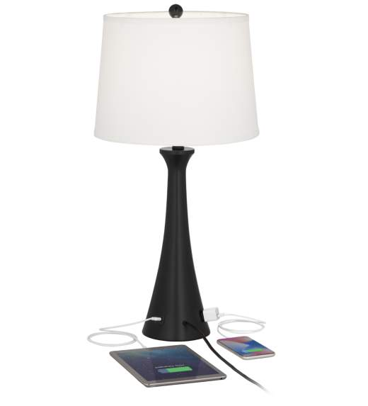 Lamps Plus 360 Lighting Karl 28 1/4" Black Finish Outlet-USB Table Lamps Set of 2