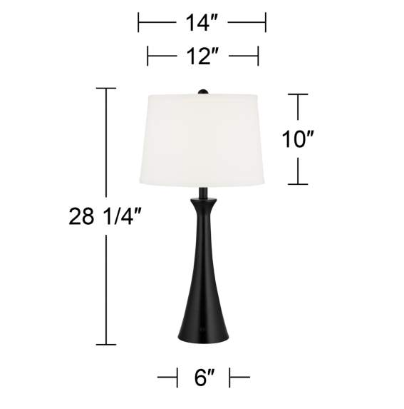 Lamps Plus 360 Lighting Karl 28 1/4" Black Finish Outlet-USB Table Lamps Set of 2