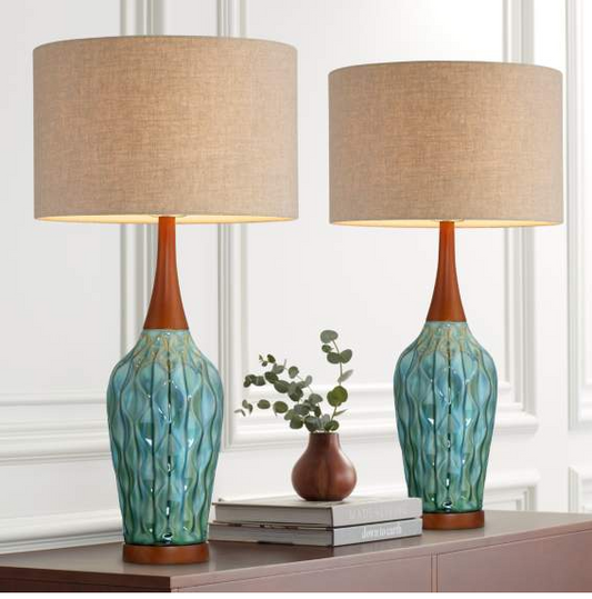 Lamps Plus 360 Lighting Rocco 30" High Blue Teal Ceramic Table Lamps Set of 2