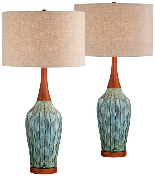 Lamps Plus 360 Lighting Rocco 30" High Blue Teal Ceramic Table Lamps Set of 2