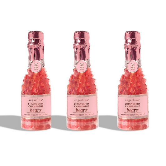 Sugarfina Strawberry Champagne Bears Celebration Bottle 3 Piece Bundle