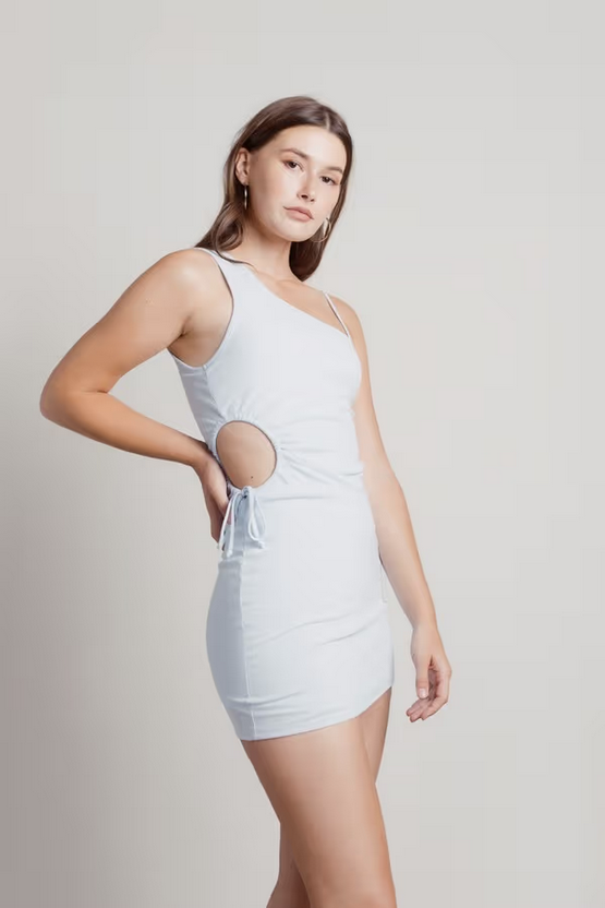 Tobi Women's Cold Looks One Shoulder Bodycon Mini Dress - Light Blue