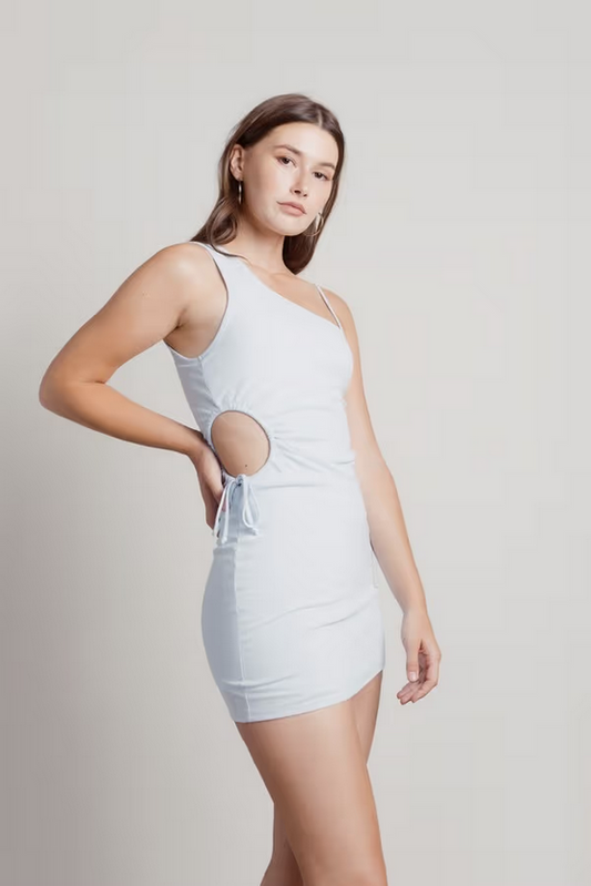 Tobi Women's Cold Looks One Shoulder Bodycon Mini Dress - Light Blue