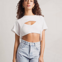 Tobi Women's Cut It Short Crop Top - Off White