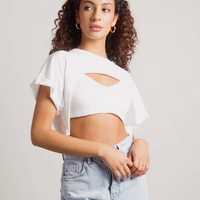 Tobi Women's Cut It Short Crop Top - Off White