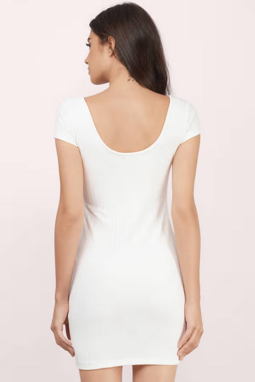 Tobi Women's Barrymore Ribbed Bodycon Mini Dress - Ivory