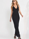 Tobi Women's Jolene Deep V Open Back Maxi Dress - Black