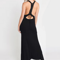 Tobi Women's Jolene Deep V Open Back Maxi Dress - Black