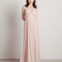 Tobi Women's Forget Me Not Lace High Slit Maxi Dress - Blush