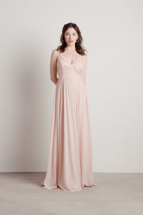 Tobi Women's Forget Me Not Lace High Slit Maxi Dress - Blush