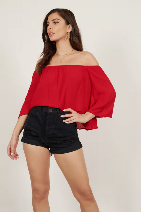 Tobi Women's It's Alright Off The Shoulder Blouse - Red